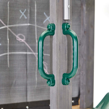 Metal handles for additional safety when climbing the Plum Siamang Wooden Playcentre