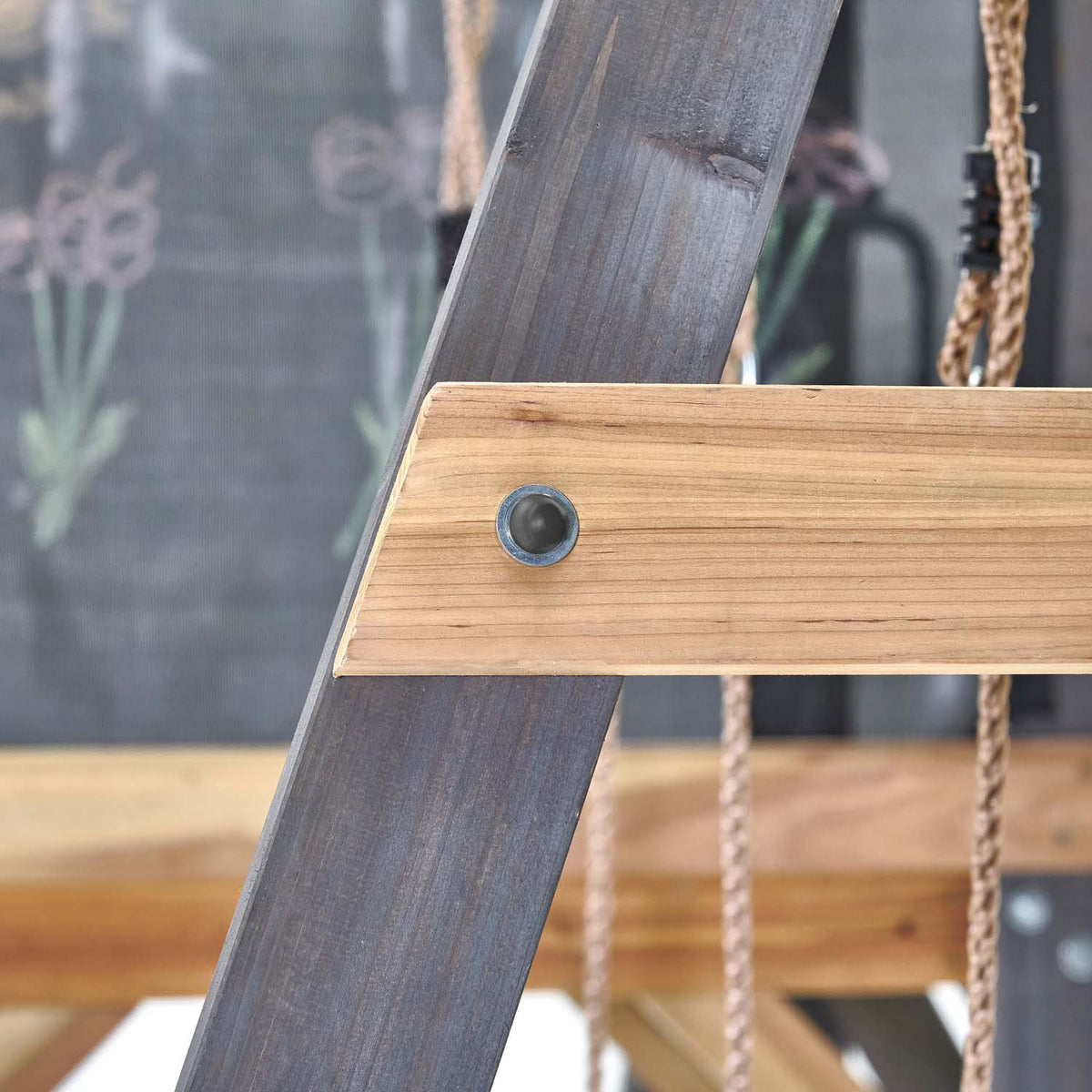 Close-up of the sustainably sourced timber wood in Plum Play's Siamang Wooden Playcentre