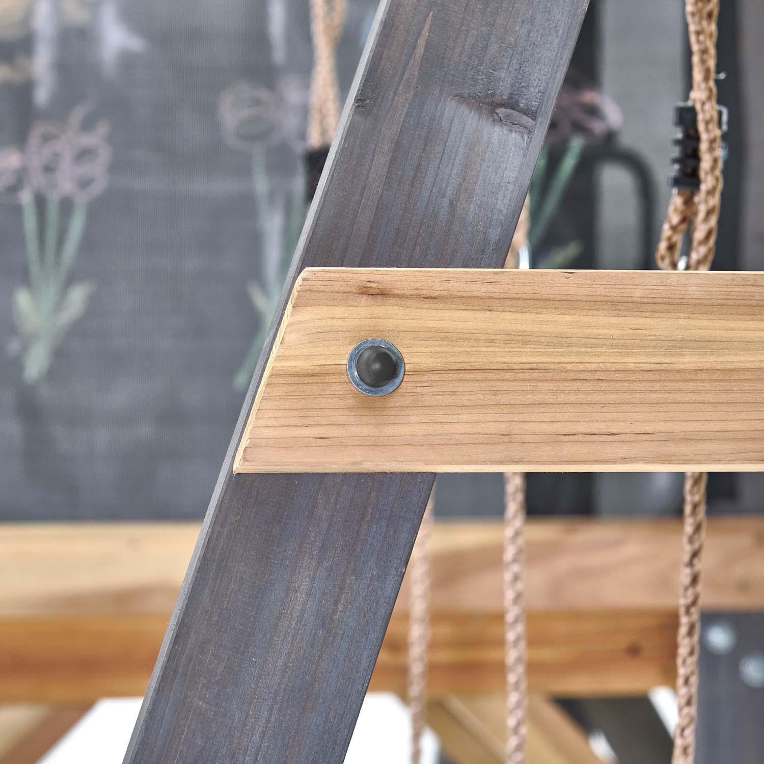 Close-up of the sustainably sourced timber wood in Plum Play's Siamang Wooden Playcentre