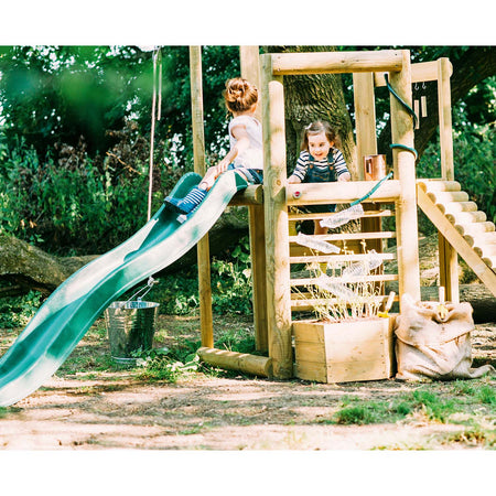 Children having fun playing in Plum Discovery Woodland Treehouse