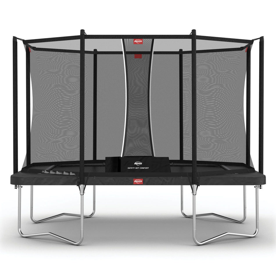 330 x 220cm or 10.8 x 7.2ft BERG Ultim Favorit Rectangular Trampoline with Safety Net Comfort in Grey colour