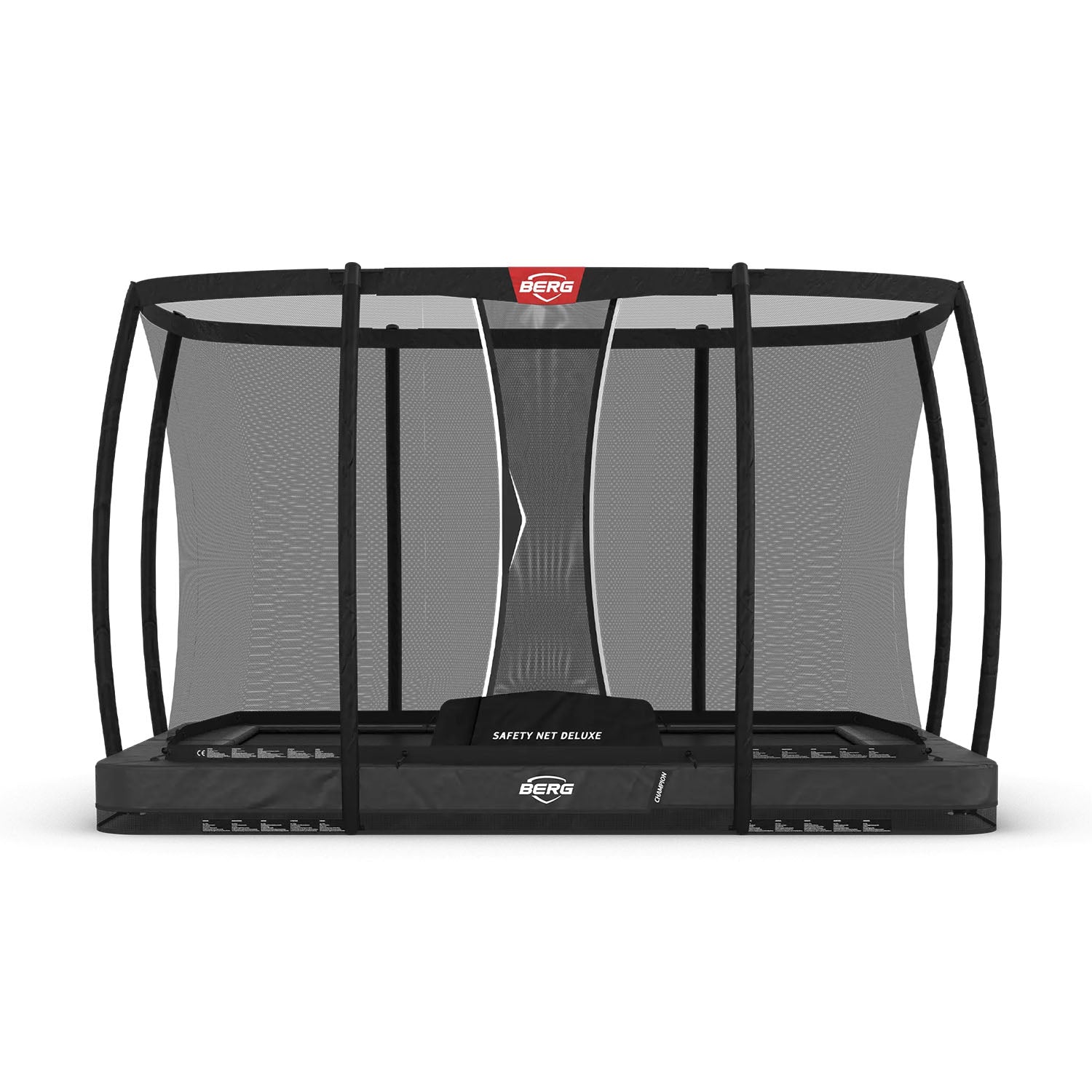 330 x 220cm or 10.8ft x 7.2ft BERG Ultim Champion InGround Rectangular Trampoline with Safety Net Deluxe in Grey colour