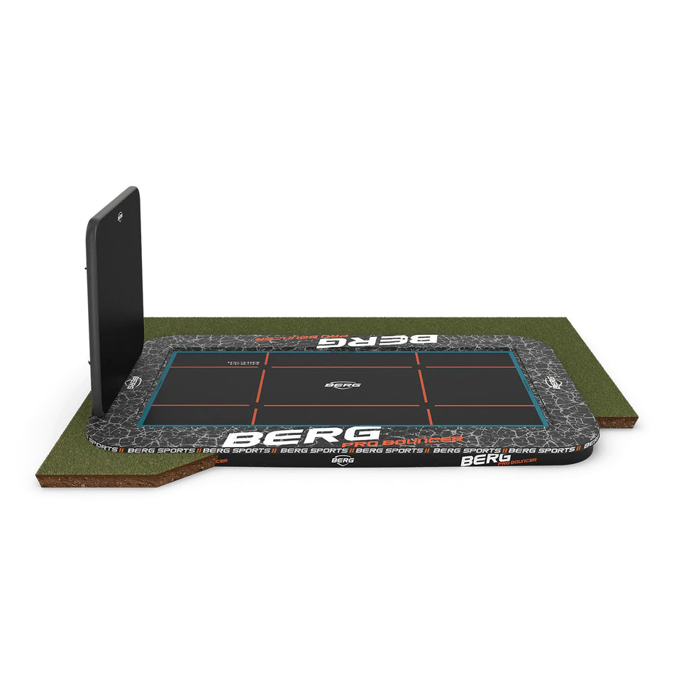 500cm or 16ft x 10ft BERG SPORTS Ultim Pro Bouncer FlatGround Rectangular Trampoline with AeroWall in Grey colour