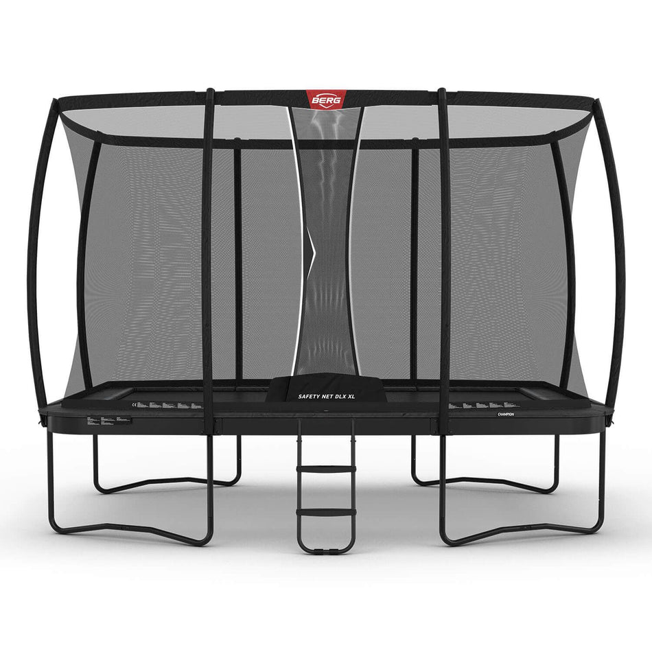 500 x 300cm or 16.4ft x 9.8ft BERG Ultim Champion Rectangular Trampoline with Safety Net DLX XL in Grey colour