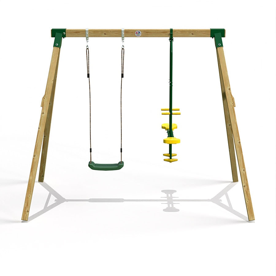 Little Rascals Wooden Double Swing Set with Swing Seat & Glider