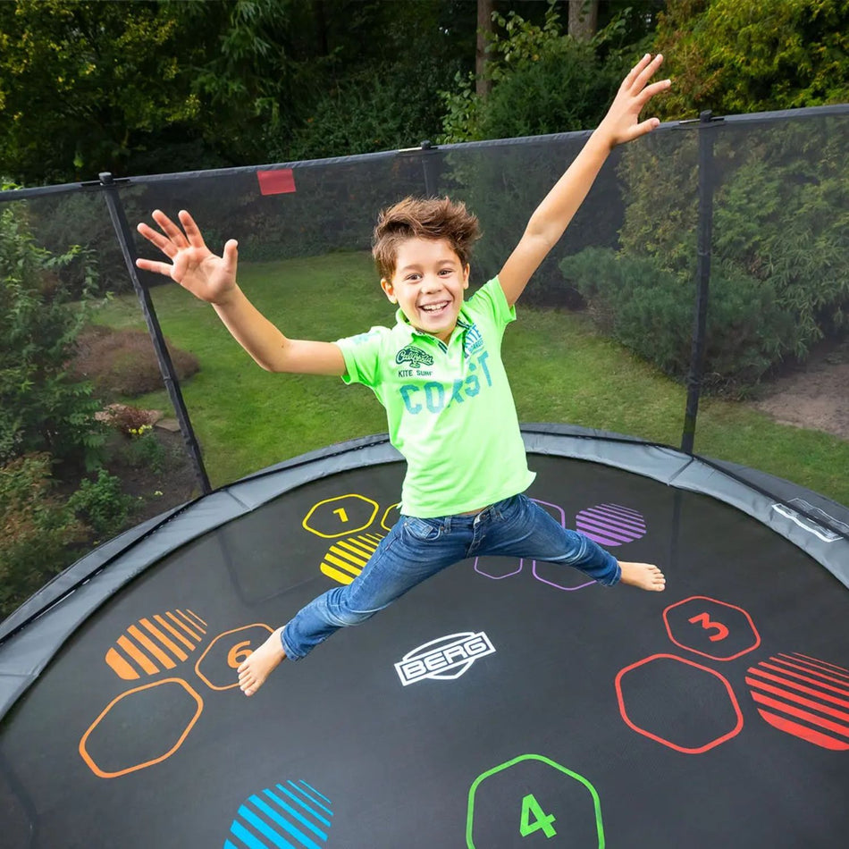 14.1ft BERG Favorit Round Trampoline With 'Levels' Jump Mat + Safety Net Comfort