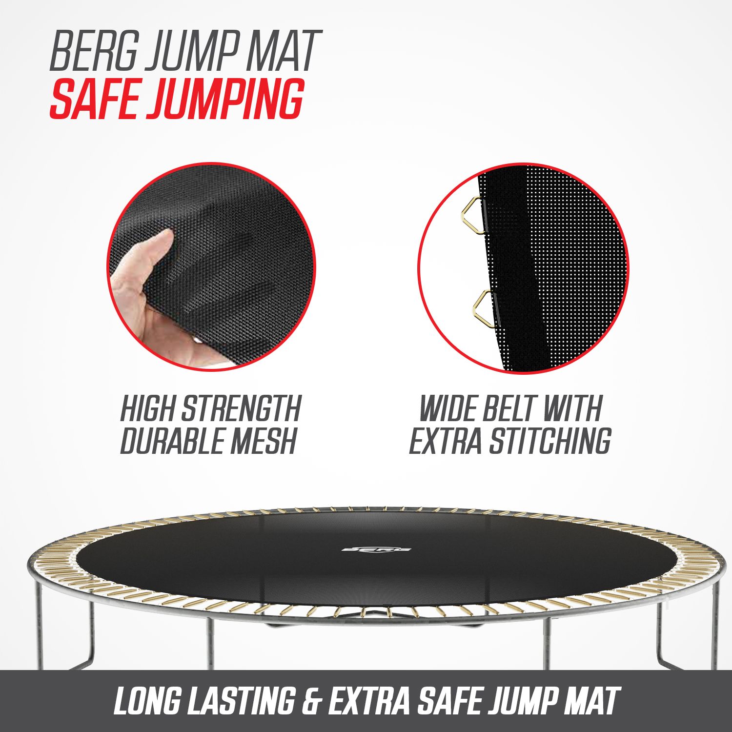 BERG Favorit Trampoline with Safety Net - long lasting and extra safe jump mat 