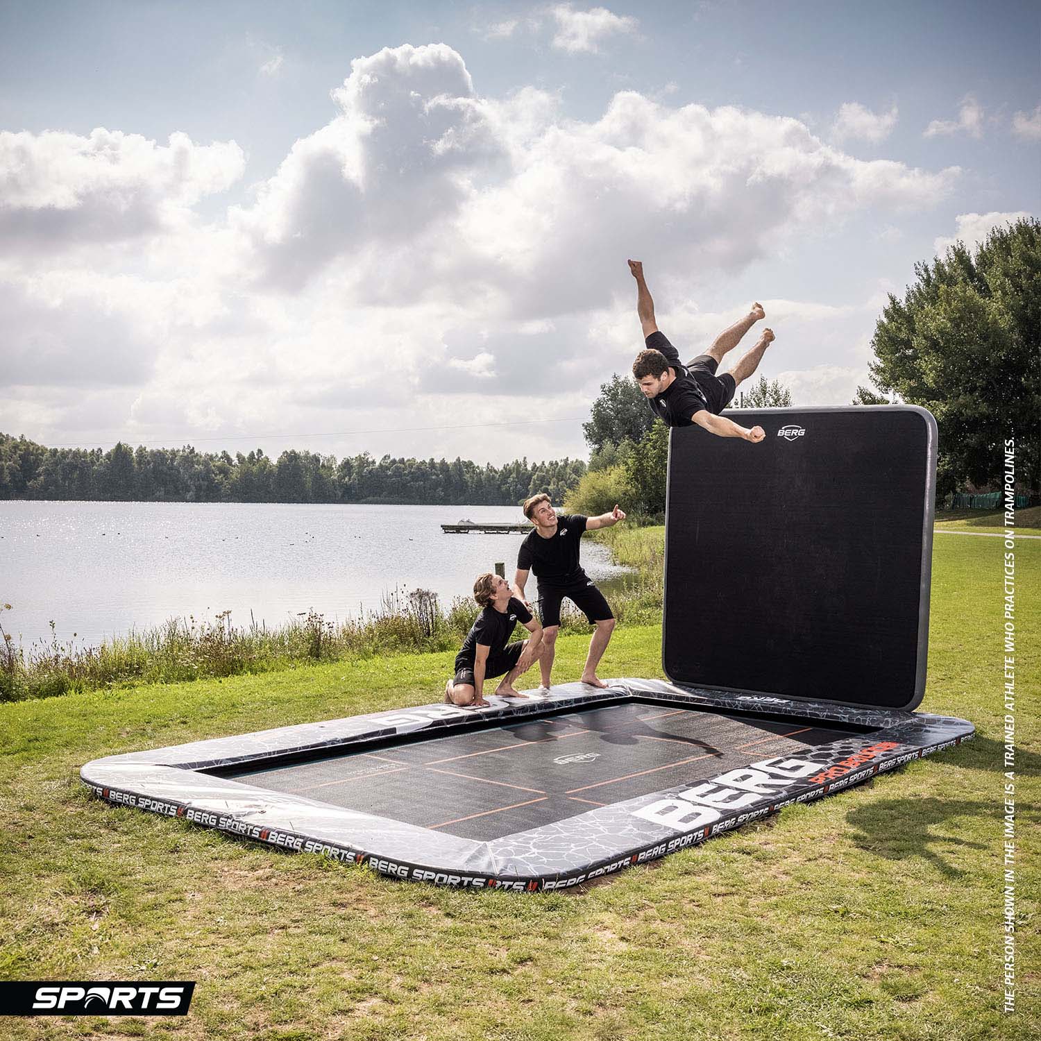 16ft x 10ft BERG SPORTS Ultim Pro Bouncer FlatGround Rectangular Trampoline AeroWall